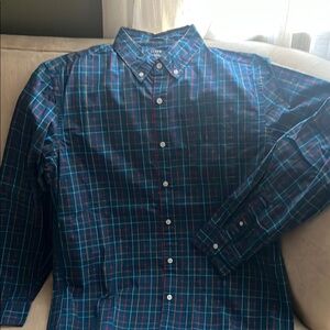 J. Crew Blue and Red Casual Button Down Shirt